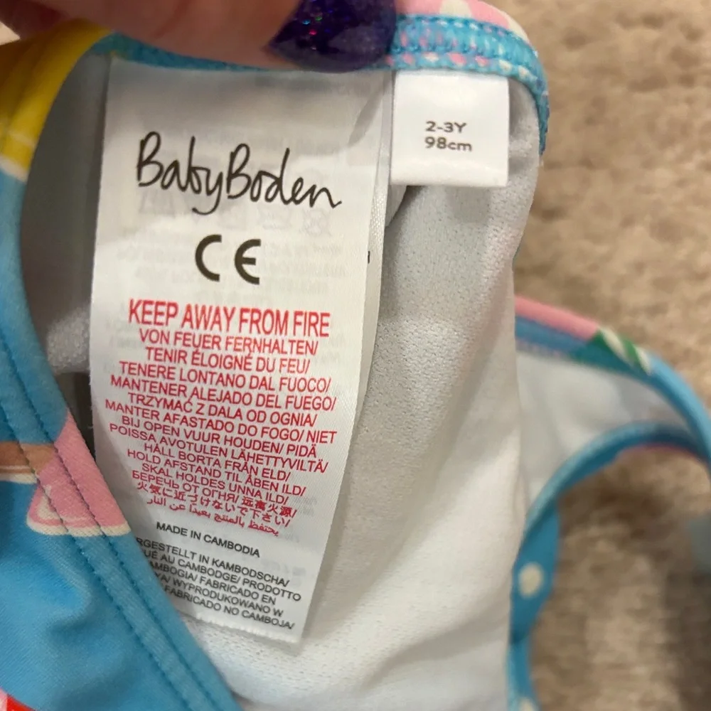 Mini Boden Blue Ice Cream Print One Piece Swimsuit